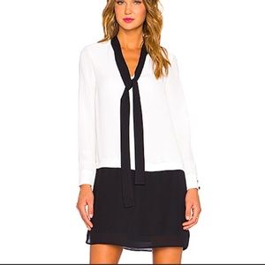 Kate Spade Crepe Bow Neck Shirt Dress • B&W • long sleeve • size 0 • NWT